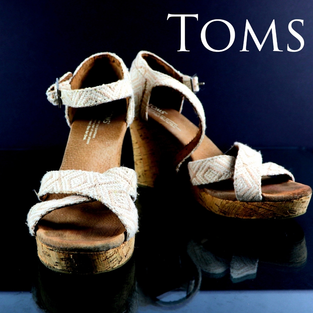 Tom's | Sienna Platform Ankle Strap Wedge Sandals